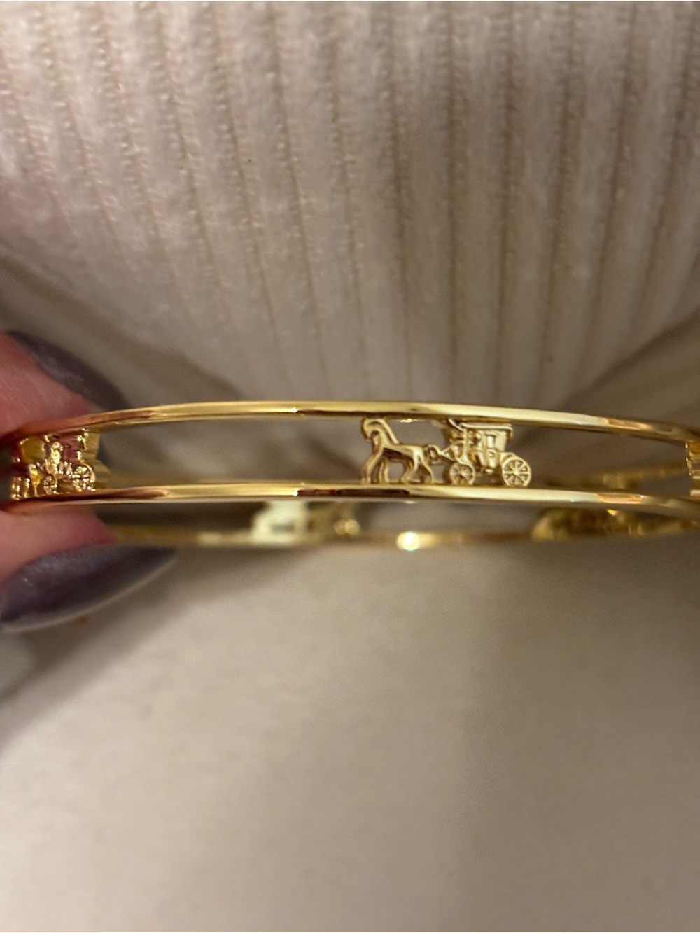 Gold Horse & Carriage Bangle Bracelet - Unbranded